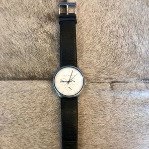 Ted Baker White Dial Black Leather Watch